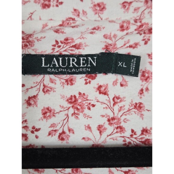 Lauren Ralph Lauren Cotton Pajama Set Womens XL White Red Floral Sleepwear PJ - Picture 12 of 13